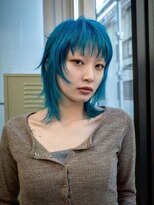 ギークス(GEEKS) 【GEEKS渋谷】ターコイズブルー/ウルフ/ハッシュカット/前髪あり