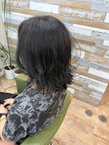 ハウオリ ヘアーワークス(Hauoli hair works)&nbsp;レイヤーロブ×インナーブリーチ×ネイビーグレーカラー