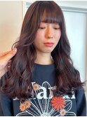 ラベンダーアッシュ 艶カラー ぱっつん前髪 透明感 ロング