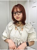 ブリーチなしのオレンジカラー/顔まわりレイヤー【佐々木麻衣】