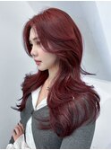 ロング韓国ヘア顔周りレイヤーダブルカラー_ba573442