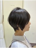 【大人女性ショート】くびれショートボブ×黒髪、前髪あり