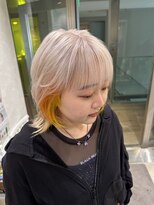 クレア 下北沢(CREA)&nbsp;ミルクティーブロンド/ダークブルー/デジタルパーマ/下北沢