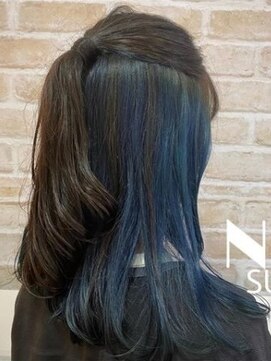 ノブヘアデザイン 杉田店(NOB hairdesign) 〈NOB杉田店〉ハーフアップイヤリングカラー　くすみブルー