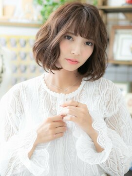 カバーヘア ブリス 志木南口駅前店(COVER HAIR bliss) くせ毛風斜めバンググレージュカラーボブ114志木20代30代40代