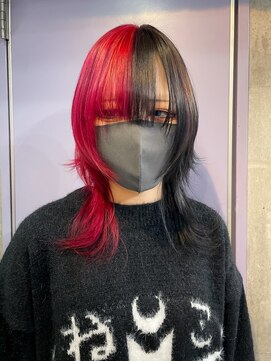 インク 渋谷(INK.) ツートーンカラー レッド ブラック