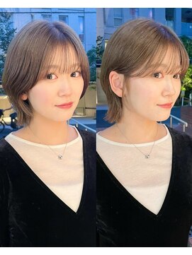 ノラ ヘアーサロン(NORA HAIR SALON) ナチュラル小顔前髪あり後れ毛サイドバング結べるボブくびれヘア