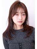チョコグレージュ/20代30代大人かわいい/ミディアムレイヤー