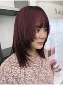 韓国風顔周りレイヤーミディアム暖色ヘア