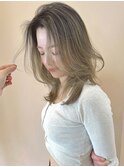 レイヤーカット 韓国レイヤー ベージュカラー ブリーチカラー