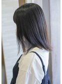 ナチュラルストレート×シルバーブルージュイヤリングカラー