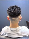ビジネスシャープスキンフェード ワイルドパーマ オールバック