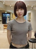 小顔ボブ×暖色カラー
