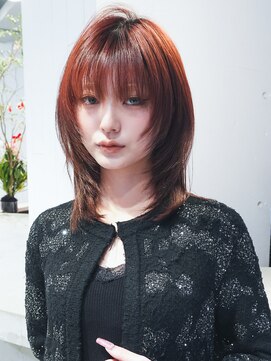 アルバム 池袋(ALBUM) ミディアムレイヤーカット前髪カット韓国ヘア_F31341