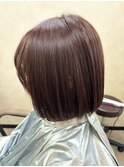 【派手すぎずおしゃれに】ピンクブラウン＋ボブ