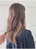 20代30代大人可愛い裾カラーピンクベージュインナーカラー