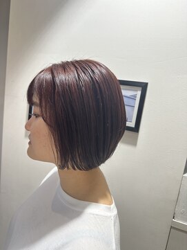 チュール バイ ラランジェ 横川店(ture by LARANJE) ボブ×暖色カラー(チェリーレッド)