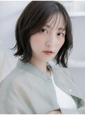 外ハネアッシュグレージュ小顔クセ毛風ボブa越谷20代30代40代