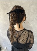 編み下ろしポニーテール/ヘアセット