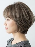 脱白髪染めハイライトミセスショート