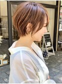前髪カット＊イメチェンショートボブ＊カーキグレージュ
