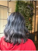 【W_SALON 河原町】ブルーグレー/アッシュピンク