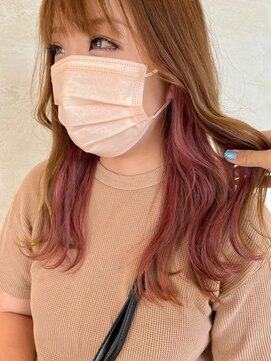 アース コアフュールボーテ 川中島店(EARTH coiffure beaute) チェリーレッドインナーカラーケアブリーチ