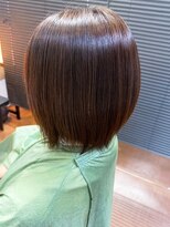 ヘアーメイク クーラ 行橋店(Hair make CURA)&nbsp;20代30代40代艶感ストレートココアブラウン透明感丸みボブ