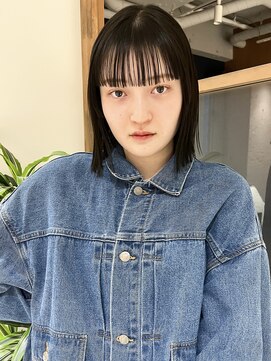 ラミエ バイ メルト 吉祥寺(lamie by melt) "久保田"切りっぱなしボブワイドバング暗髪地毛風ストレート