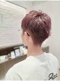 マッシュショート/刈り上げ/ツーブロック/アッシュピンク