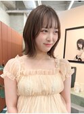 顔まわりレイヤーボブ/グレージュ/20代30代mk-12