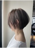 ショート/大人ショート/ショートボブ/明るい白髪染め/薬院