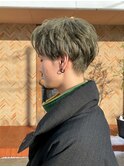 オリーブカラー無造作フェザーパーマ×マッシュショート10代20代