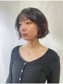 切りっぱなしボブ/韓国ヘア/タッセルボブ/顔まわりレイヤー/20代