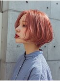 20代/ショート/ピンクオレンジブラウンカラー