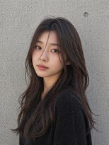 アボヘアー(Abo hair)&nbsp;顔周りカットロングヘアハイライト韓国風ヘア似合わせカット