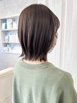 キャアリー(Caary) 福山市Caaryナチュラルくびれボブ外ハネくすみブラウン艶カラー