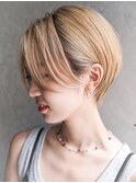 大人可愛い20代30代40代黒髪前下がりひし形小顔ボブ丸みショート