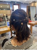 お呼ばれパーティーヘア ハーフアップ/巻き髪/結婚式/二次会