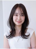 チョコグレージュ/20代30代大人かわいい/ミディアムレイヤー