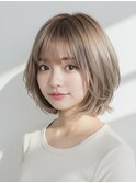 ショートボブ×ミルクティーグレージュ