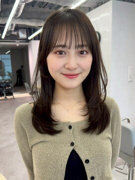 ハニーシブヤ(HONEY shibuya) 髪質改善カラー バイカルテ ダークオリーブ レイヤーカット