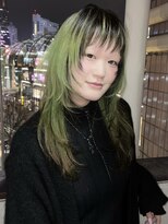 ヴェイン 渋谷(vain) レイヤーカット×ライムグリーン