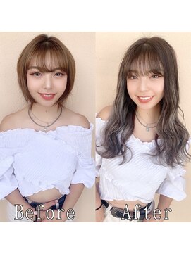 あるじゃんすー 名古屋店 ココアグレージュ×シルバーアッシュ#シールエクステ#小顔ヘア