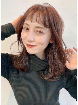 ピークアブー 銀座並木通り(PEEK-A-BOO) ピンクブラウン/ミディアム/レイヤー/短めバング/ブリーチなし