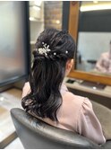 かわいいハーフアップ