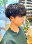 ツイストスパイラルシャドウパーマメンズカットマッシュフェード