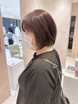 【哉汰】レッドブラウンファッショングレーカラー前髪カット40代