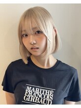 《*ベージュカラー×ミニボブ*》再現性高いカットで作るボブスタイル*[ダブルカラー/原宿/ブリーチカラー]