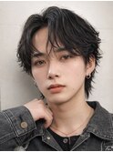 リバースセンターパート刈り上げセンターパートフェザーパーマ1